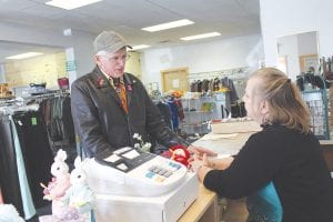 First and Second Thrift Store volunteer Judy Swanson visits with shopper Kevin Staples at the popular store which offers “new to you” merchandise. The store, which has been in a few different locations, recently moved into a new area of the Cobblestone building in Grand Marais. It is much roomier and shopper-friendly and is there to stay.