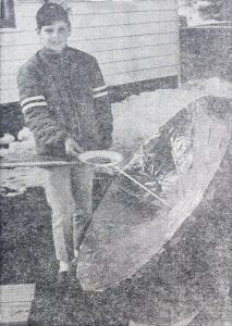 Just in time for Easter, Michael Bard demonstrated how he fries eggs by solar heat in this April 3, 1969 News-Herald photo. He and his father, William Bard, built the heater together, and it really works – when the sun shines, that is! Mike had it at school where he showed it to the rest of the students, and said he’ll probably have his Easter eggs fried by the sun this year, right in his back yard.