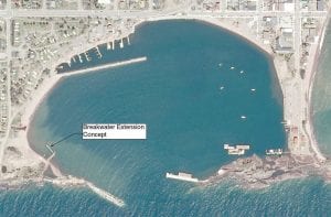 The Grand Marais Park Board once again discussed possible changes to the recreation park waterfront area at the regular meeting on May 7. The board reviewed the 44 comments received and documents like this rendering of the proposed change to the small rubble mound break wall near the boat ramp.