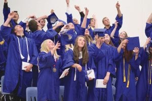 The close-knit Cook County High School Class of 2014 celebrated at the end of commencement exercises on Saturday, May 31 by sending mortarboards soaring.