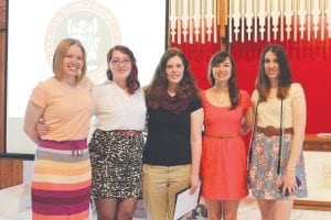 Autumn Clearwater-Day (second from right) has been inducted into the leadership honor society Sigma Alpha Pi. Autumn is attending Keuka College in New York, where she was recently named to the dean’s list.