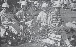 As usual, a big parade was held in Grand Marais to mark July 4, 1968. Shown in this News-Herald photo are “pajama boys” Keith Jacobsen, Gary Dockan, Greg Eckel and Bruce Leonard. Other participants in the parade were the Camp Fire Girls, whose entry was voted “top prize,” 73 entrants in the “bike and trike” lineup, and of course – Old Glory, which was proudly carried by Eric Nelms and Richard Thompson.