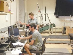 Alena Grabowski (in back) at work in the state-of-the-art “gait laboratory” at the University of Colorado.