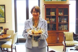 Senator Amy Klobuchar visited a number of bakeries around the state before deciding to offer wild blueberry muffins from Lutsen’s Moondance Coffee House at her “Minnesota Morning” event in her Washington D.C. office.