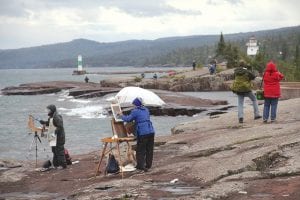 Although it was chilly, several brave artists headed out to Artists Point in Grand Marais with easel and paints to take part in the Grand Marais Art Colony Quick Paint competition on Thursday, September 11.