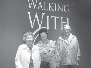 Grand Portage Elders have traveled quite a bit recently. Elders were moved by the Walk with Our Sisters exhibit in Thunder Bay. (L-R) Ellen Olsen, Eddie and Bob Hertzberg. (Not pictured Patty Winchell-Dahl.)