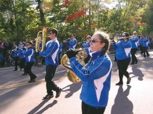 The Cook County High School Band looked sharp in the Bayfield Apple Festival Parade in Bayfield, Wisconsin on Sunday, October 5, 2014. Andy Farley and Brenna Hay are front and center in this picture of the CCHS marching band.