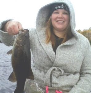 Breanna and Tony from Sandstone, Minnesota visited Cook County in September to celebrate their second anniversary. They had a great time fishing with Joe Carlson of Joe’s Inland Guide Service. Breanna is pictured here with a nice 17-inch bass, but they also caught walleye, perch and a few northerns.