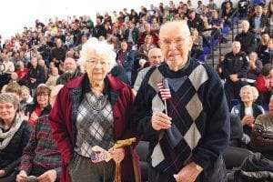 All of the veterans at the Cook County Schools Veterans Day Concert were presented with small flags. Special recognition was given to the people believed to be Cook County’s oldest veterans, Lu Pettijohn, 101 years old and Willard Nelson, who turned 100 on Veterans Day! More about Veterans Day activities on page A9.