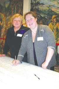 Pat Campanaro (left) and Kelsey Kennedy organized the Empty Bowls fundraiser held November 13 at the St. John’s Catholic Church in Grand Marais. The event raised more than $8,000 with proceeds donated to a variety of nonprofit groups in Cook County.