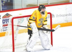 The puck stops here! Former Cook County High School student Alex Murray is the starting goal tender for Duluth Marshall. Murray is considered to be the best high school goal tender in the Northland, and a big reason while the Hilltoppers are having a strong season on the ice. Alex is the son of Tom and Denise Murray who live in Grand Marais and Duluth.