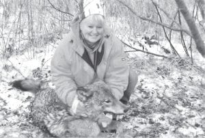 After three years of trying, Lynetta Houglum of Grand Marais was able to fill her wolf hunt license tag. She trapped this 62-pound female wolf first thing in the morning on November 30, the first weekend of the late wolf hunt season. Houglum said the wolf was taken east of Grand Marais in an area with a lot of wolf activity. It is believed that Houglum is the first female in Cook County to get a wolf. She is having the pelt made into a rug. Lynetta said, “Thanks to my great teacher and instructor, my husband, Sheldon.” At presstime, 29 wolves had been taken in the northeast Minnesota zone.