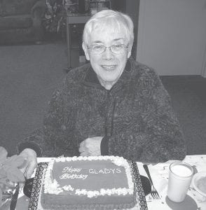 Gladys Anderson celebrated her 85th birthday at the Senior Center. Her beautiful cake was made by our baking volunteer, Dorothy Oltean.