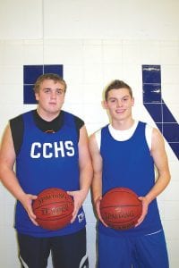 Jamie “Jammer” Wick and Rory Bakke (right) were picked to be the Viking boys’ basketball team cocaptains for the 2014-2015 season.