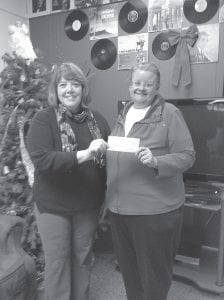 Left: Recognizing the good work done by the Cook County Senior Center, the American Legion Auxiliary recently gave a donation to the center. Presenting the check to Senior Center Director Bev Green (right) was Auxiliary Member Nancy Backlund.