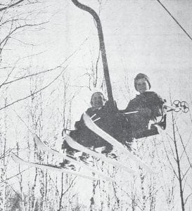 In this Jan. 14, 1965 photo, two cousins are seen enjoying a ride on the new chairlift at Lutsen Mountains ski area. Virginia Hansen, 7, daughter of the Irving Hansens of Lutsen, and Rolf Morck, 8, son of the Harvey Morcks of Grand Marais, were among the first to take advantage of the new accommodations.