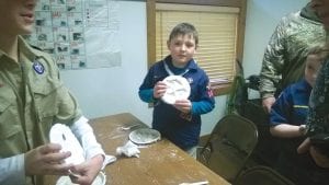 Local Cub Scouts made a trek to Ely to visit the International Wolf Center. The pack learned about wolf behavior and Northwoods ecology. One activity had them making wolf prints like this one.