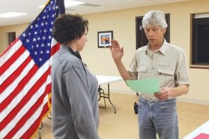 At the December town meeting, the Lutsen Town Board accepted the resignation of Ginny Storlie and voted to appoint Larry McNeally to fill the board vacancy. Clerk Amity Goettl administered the Oath of Office.