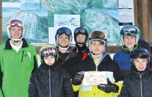 Above: The Viking boys’ Alpine team had great results at the Virginia Invite at Giants Ridge on Friday, December 19. (L-R) Damian Zimmer, Masen McKeever, Logan Backstrom, Eric Lawler, Jack Viren, Will Lamb and Will Surbaugh proudly display their 2nd place plaque from the Virginia Invite.