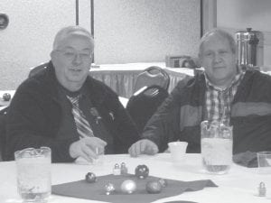 Bill Myers and Rick Parent enjoying a break during the Christmas party.