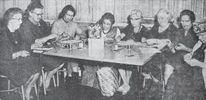 In an effort to provide a “prized memento” to people interested in the early folklore of this region, a voyageur doll-making class was held in the Cook County High School. Participating in the class as seen in this Jan. 28, 1965 photo are, from left, Mrs. Parke D. Robinson, instructor; Mrs. Ralph Nelson; Mrs. Milford Humphrey; Mrs. Adelaide Wishcop,; Miss Olga Soderberg, Cook County Historical Society president; Mrs. Elmer Ellquist; Mrs. Amy Nelsen; and Mrs. Dell Sjoberg.