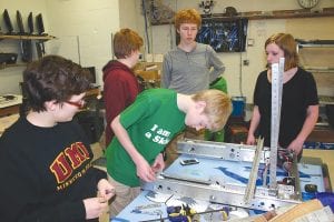 The CCHS Robotics team is having fun while learning meaningful skills. Left: Some of the Robotics team (L-R) Anna Carman, Jacob Carr, Carrie Palmer, Bergen Soland, Andy Kern, Isak Terrill, Haylie Anderson, Caleb Phillips, Nate Carlson, Noah Works.