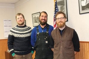 Newly-elected members of the Grand Marais City Council took the oath of office and participated in their first meeting Jan. 14 at City Hall. (L-R) Anton Moody, David Mills and Mayor Jay Arrowsmith DeCoux. There is still one vacancy on the board; interested candidates should contact City Hall.