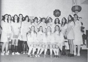 Fourteen candy stripers received their caps at a capping ceremony Jan. 28, 1974 at the Cook County Nursing Home. Caps are awarded after the completion of at least 20 hours of service at the nursing home. Shown standing in this Feb. 7, 1974 photo, from left, are Jeanne Parent, Jean Anderson, Janie Shilts, Kay Rosenthal (group coordinator), Linda Bloomquist, Sandy Jones, Rose Hatanpaa, Debbie Young, Valita Bockovich, Lorie Smith, Judy Madsen, Rose Goble (group leader). Seated are Carol Bloomquist, Nancy Base, Ruthanne Hedstrom and Tracy Berglund.