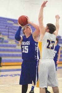 Jamie Wick got the ball up over the Esko defender’s long arms but didn’t get the basket on this play.