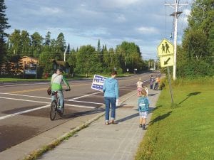 Grand Marais Safe Routes to School offers a number of programs, including the Walking School Bus, which is enjoyed by parents and kids alike.