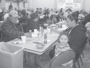 Bingo players at the Stew Cook Off and Bingo fundaiser, LeeAnna Deschampe and her daughters Nevaeh, Kassia, son Isiah and uncle Ernie Deschampe. All were winners!