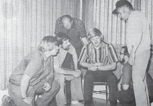 The Grand Marais Playhouse has been entertaining the community for decades. This Cook County News-Herald picture from 1965 is captioned: The original local cast of Neil Simon’s comedy “The Odd Couple” will present an AFS Benefit Performance on February 22 and 23 at the Grand Marais Playhouse. The cast, pictured above, is composed of (left to right) Stan Hedstrom, Jim Featherstone, Roger Malner, Jack Hedstrom, Phil Peterson and Norris Hystad. Photo by M.J. Humphrey.