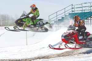 Lutsen Mountains and Cor PowerSports are kicking things in high gear to prepare for the Midwest Extreme Snowmobile Challenge at the ski hill on April 18-19. This photo of a Cor PowerSports event at another venue gives a taste of what racing fans can expect on the mountain. Organizers are not too concerned about snow conditions—while temperatures in the Twin Cities reached a record-breaking 70 this week, Lutsen expects highs in the 40s with freezing temperatures at night.