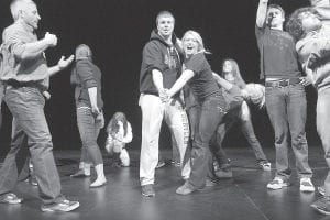 Fifteen CCHS seniors will take part in the 10th annual Theater Sports Competition on Tuesday, March 24 at the Arrowhead Center for the Arts at 7 p.m. Theater Sports is a wild and raucous affair pitting two teams against each other in improvisational situations thrown at them in rapid fire by Michael McHugh, sometimes with assistance from the audience. Cost is $5 for students and $8 for adults. Last year's participants are seen here.