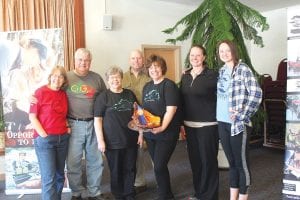 Although everyone who came to sample the delectable chili offerings at the Cook County Chili Cook Off on Saturday, March 21 was a winner, the winning chili chefs are pictured here. (L-R) Gayle and Dave Harvey won third place in the contest and garnered the People’s Choice Award. WTIP’s Sherri Lindskog and Rodney and Julie Carlson took home the first prize cornucopia trophy for their chili. Jennifer and Linden Sutton claimed second place with their white chicken chili. Read more about the contest on page B2.