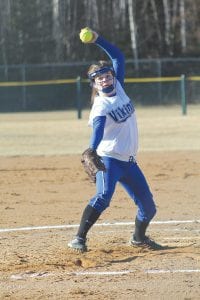 Left: Alex Slanga has been a mainstay on the mound this year for the Vikings. She has started and pitched most of the Vikings’ innings in the team’s first four games. The team is now 2-2 on the season.