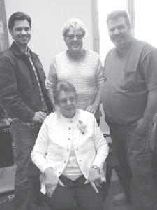 The Cook County Senior Center is a great place for celebrations. Nona Smith’s family hosted a 90th birthday celebration for her at the center on Saturday, April 25. Nona, a senior center volunteer, is pictured here in a four-generation photo at the party. (L-R, standing) Nona’s great-grandson Tim Styles, daughter Sally Suck, grandson Tim Suck and Nona, seated.