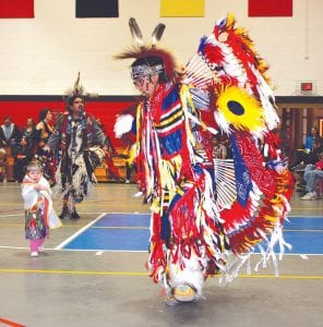 The Grand Portage “Honor Our Elders” Powwow was held at the Grand Portage Community Center on Saturday, May 9. Dancers of all ages came out in traditional regalia to celebrate. Elders who are mothers received a lovely corsage and everyone enjoyed a wonderful banquet. See more about the Elders Powwow in Senior News on page A5.