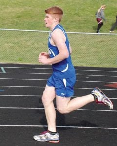 Above: Leif Anderson finished in 10th place with new personal best of 5:33 in the mile and also placed 7th in the 800 meter run in 2:25.