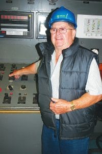 Jim Schliep came “out of retirement” for the afternoon to lend a hand in taking Unit 3 off line for what might be the last time. Now owned by Minnesota Power, Taconite Harbor Energy Center was built by Erie Mining in the 1950s. Schliep helped with the installation of Unit 3 from 1965-67 and was a shift supervisor who oversaw operation of the unit, as well as the rest of the plant.