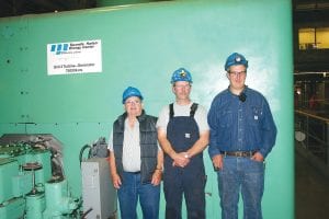 For more than the last half century three generations of Schlieps have been helping to generate power for the northland at Taconite Harbor and they have been growing in stature. Standing next to Jim is his son Tim and grandson Jory. Tim and Jory walked Jim through the plant, showing him the many improvements Minnesota Power has made in equipment since purchasing the plant in 2001.