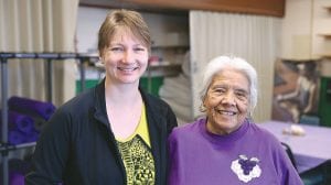 The inspirational woman who received the Move It! Award in the senior category was Ginny Cooley of Tofte (right). She is pictured with Caroline Wood, who nominated her for the award.