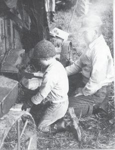 This 1968 photo in the Cook County Historical Society archives offers a look at threshing operation on Palmer Berglund’s farm on Maple Hill in Grand Marais. The note accompanying the photo says this is Wally Rindahl with a “Berglund boy.”