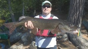 A monster day of fishing! While fishing in the Boundary Waters last week the Lichty family of Minnetonka reeled in some giant fish. Matt Lichty of Minnetonka caught a 38-inch northern. Matt is the son-in-law of Terry and Nancy Olmem of Poplar Lake.