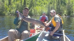 Not to be out fished by his son, Mike Lichty caught a 42-inch northern. Both fish were caught and released on the first day of a four-day canoe trip.