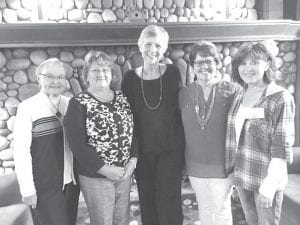 Chairing the Flower Show are (L-R) Sue Dittus (reception), Linda Quick (decorations), Jan Attridge (chairperson), Renee’ Larsen (publicity), and Cathy Hawkinson (co-chair of publicity).