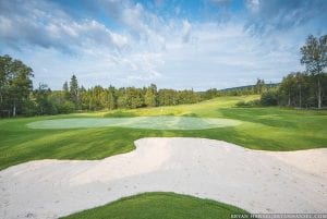 Improvements to Canyon 9 at Superior National at Lutsen will begin as soon as the blue grass on recently renovated River 9 takes hold. The project is being completed in stages to ensure that golfers will always have 18 holes to enjoy. This shot was taken behind the green looking back up the fairway of River No. 8.