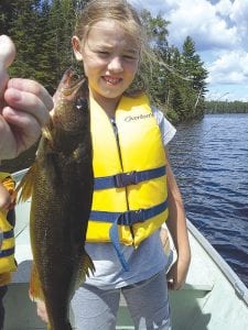 Not to be outdone, his sister McKenna caught a nice 16-inch walleye too.