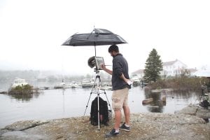 The 2015 Plein Air event at the Grand Marais Art Colony once again brought dozens of artists to the North Shore, from the Caribou River to the Canadian border. It was a treat to see easels set up and artists capturing local scenes in oil or watercolor. The Quick Paint Competition, always a challenge for artists on The Point, was even more interesting in the drizzle that fell on Thursday, September 17. Paintings from Plein Air can be seen at the Johnson Heritage Post in Grand Marais until November 15.