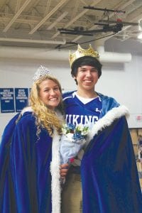 Above: Crowned Homecoming royalty were Matea Acero and Jerod Spry. Left: The crown bearers&mdash; Anthony Waver and Ruby Hawkins looked adorable in their Viking attire.